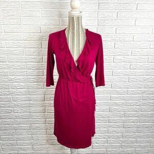 Gap Burgundy Ruffled Midi Wrap Dress Size Small